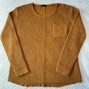 Nique Mohair blend scoop neck sweater with pocket, camel, oversized medium